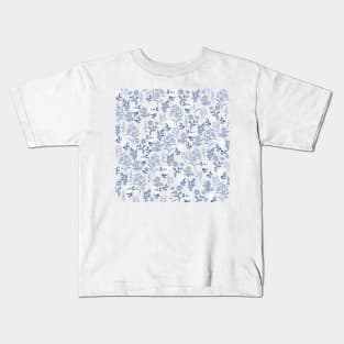 Blue Flowers Botanical Painting Kids T-Shirt